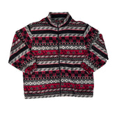 Vintage 90s red grey black aztec abstract pattern crazy print zip fleece size large by Alfred Dunner